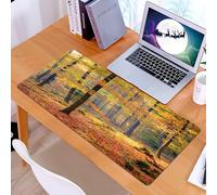 KDWJS Tappetino per mouse XXL Speed Gaming - 90x40 cm - XXL Mousepad - base antiscivolo - migliora la precisione e la velocità - Foresta, foresta autunnale colorata con calda nebbia nebbiosa