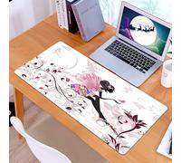 KDWJS Tappetino per mouse XXL Speed Gaming - 90x40 cm - XXL Mousepad - base antiscivolo - migliora la precisione e la velocità - Una fiaba dalla silhouette scura con costumi floreali colorati circond