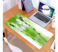 KDWJS Tappetino per mouse XXL Speed Gaming - 90x40 cm - XXL Mousepad - base antiscivolo - migliora la precisione e la velocità - Coccinella sulle foglie sopra la rugiada, riflesso dell'acqua in un am