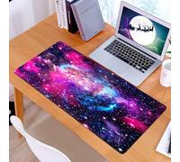 KDWJS Tappetino per mouse XXL Speed Gaming - 90x40 cm - XXL Mousepad - base antiscivolo - migliora la precisione e la velocità - Il cielo stellato rosa e blu si mostra vividamente, splendendo di stel