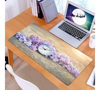 KDWJS Tappetino per mouse XXL Speed Gaming - 90x40 cm - XXL Mousepad - base antiscivolo - migliora la precisione e la velocità - Immagine della natura, una squisita sveglia adagiata tra fiori viola