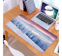 KDWJS Tappetino per mouse XXL Speed Gaming - 90x40 cm - XXL Mousepad - base antiscivolo - migliora la precisione e la velocità - Inverno, alba nel paesaggio invernale, tovagliette resistenti al calor