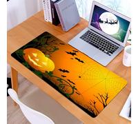 KDWJS Tappetino per mouse XXL Speed Gaming - 90x40 cm - XXL Mousepad - base antiscivolo - migliora la precisione e la velocità - Disegno di Halloween di giorno con una zucca, una ragnatela e dei pipi