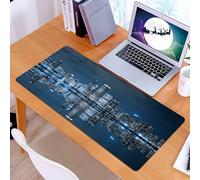 KDWJS Tappetino per mouse XXL Speed Gaming - 90x40 cm - XXL Mousepad - base antiscivolo - migliora la precisione e la velocità - Vista dello skyline di Chicago, vista notturna dei grattacieli, città