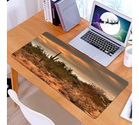 KDWJS Tappetino per mouse XXL Speed Gaming - 90x40 cm - XXL Mousepad - base antiscivolo - migliora la precisione e la velocità - Paesaggio desertico al crepuscolo, silhouette di cactus appoggiata con