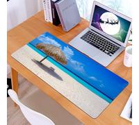 KDWJS Tappetino per mouse XXL Speed Gaming - 90x40 cm - XXL Mousepad - base antiscivolo - migliora la precisione e la velocità - Mare, ombrellone e sedia in una giornata di sole in una romantica spia