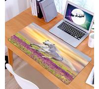 KDWJS Tappetino per mouse XXL Speed Gaming - 90x40 cm - XXL Mousepad - base antiscivolo - migliora la precisione e la velocità - Cavallo bianco che corre al galoppo tra i fiori contro il cielo al tra