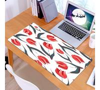 KDWJS Tappetino per mouse XXL Speed Gaming - 90x40 cm - XXL Mousepad - base antiscivolo - migliora la precisione e la velocità - Set di bulbi da fiore, tulipani olandesi irregolari e foglie originali