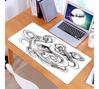KDWJS Tappetino per mouse XXL Speed Gaming - 90x40 cm - XXL Mousepad - base antiscivolo - migliora la precisione e la velocità - Ancora impigliata da un polipo artistico