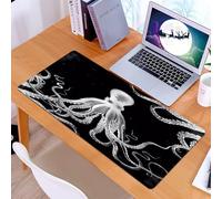 KDWJS Tappetino per mouse XXL Speed Gaming - 90x40 cm - XXL Mousepad - base antiscivolo - migliora la precisione e la velocità - La squisita resa in bianco e nero del polpo mostra i dettagli intricat