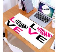 KDWJS Tappetino per mouse XXL Speed Gaming - 90x40 cm - XXL Mousepad - base antiscivolo - migliora la precisione e la velocità - Zebra rosa, ti amo, calligrafia, strisce di zebra, cuori, illustrazion