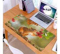 KDWJS Tappetino per mouse XXL Speed Gaming - 90x40 cm - XXL Mousepad - base antiscivolo - migliora la precisione e la velocità - Lo scoiattolo ama i lamponi sui rami, gli scoiattoli marroni si nutron