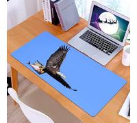 KDWJS Tappetino per mouse XXL Speed Gaming - 90x40 cm - XXL Mousepad - base antiscivolo - migliora la precisione e la velocità - Un avvoltoio vola nel cielo azzurro e limpido, catturando un pesce con