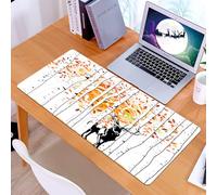 KDWJS Tappetino per mouse XXL Speed Gaming - 90x40 cm - XXL Mousepad - base antiscivolo - migliora la precisione e la velocità - Insieme di cervi, cervi nella foresta autunnale colori dorati alber