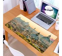 KDWJS Tappetino per mouse XXL Speed Gaming - 90x40 cm - XXL Mousepad - base antiscivolo - migliora la precisione e la velocità - Città, paesaggio romano, monumenti cittadini brillano sotto un orizzon