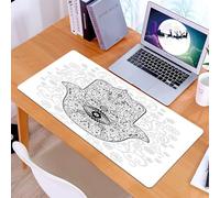 KDWJS Tappetino per mouse XXL Speed Gaming - 90x40 cm - XXL Mousepad - base antiscivolo - migliora la precisione e la velocità - Hamsa, Protezione Divina Magico portafortuna su uno sfondo floreale pr