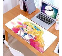 KDWJS Tappetino per mouse XXL Speed Gaming - 90x40 cm - XXL Mousepad - base antiscivolo - migliora la precisione e la velocità - Ragazza bionda in stile cartone animato tiene in mano dei fiori e soff