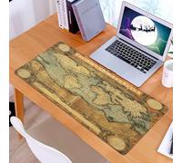 KDWJS Tappetino per mouse XXL Speed Gaming - 90x40 cm - XXL Mousepad - base antiscivolo - migliora la precisione e la velocità - Mappa del mondo, vecchia lettera antica, riproduzione vintage di segni