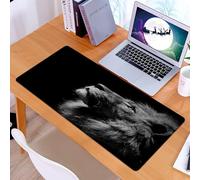 KDWJS Tappetino per mouse XXL Speed Gaming - 90x40 cm - XXL Mousepad - base antiscivolo - migliora la precisione e la velocità - Animali, lo sguardo contemplativo del leone alza la testa, evidenziand