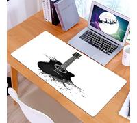 KDWJS Tappetino per mouse XXL Speed Gaming - 90x40 cm - XXL Mousepad - base antiscivolo - migliora la precisione e la velocità - Un'elegante chitarra nera con uno spruzzo distintivo che cattura la na