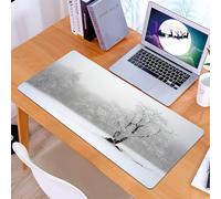 KDWJS Tappetino per mouse XXL Speed Gaming - 90x40 cm - XXL Mousepad - base antiscivolo - migliora la precisione e la velocità - Un albero coperto da una foresta invernale nebbiosa, alberi portanti e