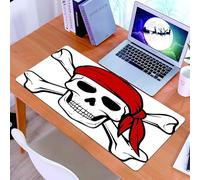 KDWJS Tappetino per mouse XXL Speed Gaming - 90x40 cm - XXL Mousepad - base antiscivolo - migliora la precisione e la velocità - Pirata, pirata morto, teschio e ossa incrociate, bandana rossa, icona