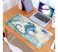 KDWJS Tappetino per mouse XXL Speed Gaming - 90x40 cm - XXL Mousepad - base antiscivolo - migliora la precisione e la velocità - Cavalluccio marino panoramico con fondale marino colorato d'epoca, vit