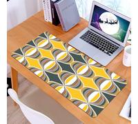 KDWJS Tappetino per mouse XXL Speed Gaming - 90x40 cm - XXL Mousepad - base antiscivolo - migliora la precisione e la velocità - Strisce curve geometriche in cerchi in stile racconto astratto e retrò