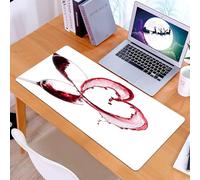 KDWJS Tappetino per mouse XXL Speed Gaming - 90x40 cm - XXL Mousepad - base antiscivolo - migliora la precisione e la velocità - Vino, cuore con vino rosso nei bicchieri Amore romantico Valenti
