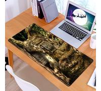 KDWJS Tappetino per mouse XXL Speed Gaming - 90x40 cm - XXL Mousepad - base antiscivolo - migliora la precisione e la velocità - Fantasia, fiaba nel tronco d'albero nella foresta con lanterne a tema