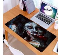 KDWJS Tappetino per mouse XXL Speed Gaming - 90x40 cm - XXL Mousepad - base antiscivolo - migliora la precisione e la velocità - Decorazione zombi, donna morta spaventosa con ascia insanguinata, mist