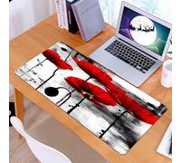 KDWJS Tappetino per mouse XXL Speed Gaming - 90x40 cm - XXL Mousepad - base antiscivolo - migliora la precisione e la velocità - Arte del papavero rosso, fiori di papavero rosso con colori forti risa
