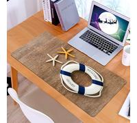 KDWJS Tappetino per mouse XXL Speed Gaming - 90x40 cm - XXL Mousepad - base antiscivolo - migliora la precisione e la velocità - Decorazione nautica, bagnino, ``Benvenuto'' e stelle marine su sfondo