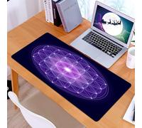KDWJS Tappetino per mouse XXL Speed Gaming - 90x40 cm - XXL Mousepad - base antiscivolo - migliora la precisione e la velocità - Forme geometriche viola scintillanti, fiori della vita che brillano in
