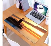 KDWJS Tappetino per mouse XXL Speed Gaming - 90x40 cm - XXL Mousepad - base antiscivolo - migliora la precisione e la velocità - Decorazione del faro, tramonto con il faro sull'isola nel Me
