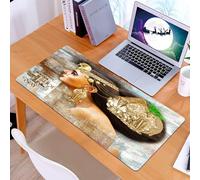 KDWJS Tappetino per mouse XXL Speed Gaming - 90x40 cm - XXL Mousepad - base antiscivolo - migliora la precisione e la velocità - Donna egiziana, profilo della regina Cleopatra Scena artistica storica