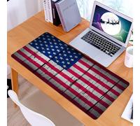 KDWJS Tappetino per mouse XXL Speed Gaming - 90x40 cm - XXL Mousepad - base antiscivolo - migliora la precisione e la velocità - Bandiera americana, una superficie di legno invecchiata e screpolata c