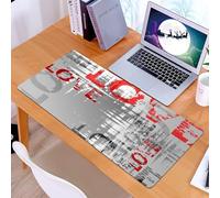 KDWJS Tappetino per mouse XXL Speed Gaming - 90x40 cm - XXL Mousepad - base antiscivolo - migliora la precisione e la velocità - Tema astratto d'amore, parola in grassetto con lettere rosse amore s