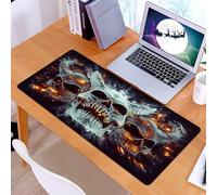 KDWJS Tappetino per mouse XXL Speed Gaming - 90x40 cm - XXL Mousepad - base antiscivolo - migliora la precisione e la velocità - Fiery - Hornscoul nel Regno Oscuro, il sinistro teschio della trinità