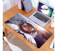 KDWJS Tappetino per mouse XXL Speed Gaming - 90x40 cm - XXL Mousepad - base antiscivolo - migliora la precisione e la velocità - Gatto nello spazio, la Terra sullo sfondo, gattino che indossa una tut