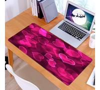 KDWJS Tappetino per mouse XXL Speed Gaming - 90x40 cm - XXL Mousepad - base antiscivolo - migliora la precisione e la velocità - Rosa acceso, graziose forme a cuore