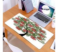 KDWJS Tappetino per mouse XXL Speed Gaming - 90x40 cm - XXL Mousepad - base antiscivolo - migliora la precisione e la velocità - Arte del sorbo, un albero stilizzato con foglie verdi dense e grappoli