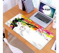 KDWJS Tappetino per mouse XXL Speed Gaming - 90x40 cm - XXL Mousepad - base antiscivolo - migliora la precisione e la velocità - Arte, silhouette nera di una donna circondata da un design colorato e