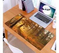 KDWJS Tappetino per mouse XXL Speed Gaming - 90x40 cm - XXL Mousepad - base antiscivolo - migliora la precisione e la velocità - Il sole splende attraverso la foresta di foglie dorate, formando una s