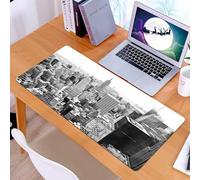 KDWJS Tappetino per mouse XXL Speed Gaming - 90x40 cm - XXL Mousepad - base antiscivolo - migliora la precisione e la velocità - Skyline di Manhattan New York City in bianco e nero(1)(1)