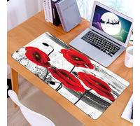 KDWJS Tappetino per mouse XXL Speed Gaming - 90x40 cm - XXL Mousepad - base antiscivolo - migliora la precisione e la velocità - Arte, quartetto di papaveri rossi con ricchi petali su uno sfondo bian