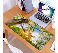 KDWJS Tappetino per mouse XXL Speed Gaming - 90x40 cm - XXL Mousepad - base antiscivolo - migliora la precisione e la velocità - Foresta, luci estive animate sopra le querce rurali