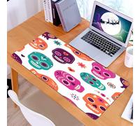 KDWJS Tappetino per mouse XXL Speed Gaming - 90x40 cm - XXL Mousepad - base antiscivolo - migliora la precisione e la velocità - Arte del teschio messicano, una serie di teschi colorati e motivi flor