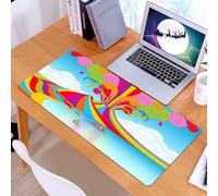 KDWJS Tappetino per mouse XXL Speed Gaming - 90x40 cm - XXL Mousepad - base antiscivolo - migliora la precisione e la velocità - Vulcano, Skyline di Napoli e Vesuvio nell'eruzione dell'arcobaleno