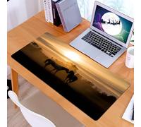 KDWJS Tappetino per mouse XXL Speed Gaming - 90x40 cm - XXL Mousepad - base antiscivolo - migliora la precisione e la velocità - Decorazione di cavalli, stalloni in silhouette innamorati, paesaggio r